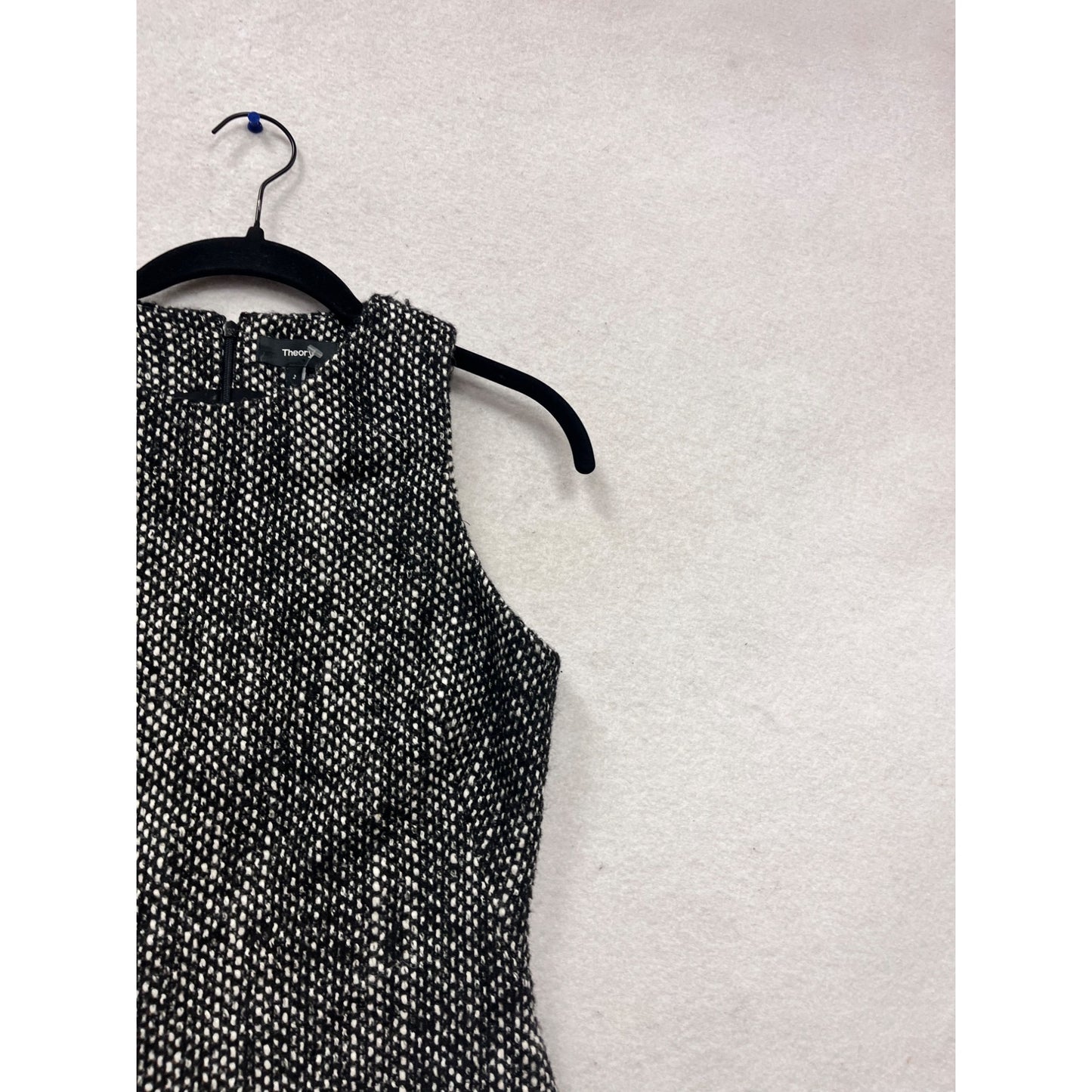 Theory Sleeveless Tweed Dress Size 2 Black & White Wool #499A