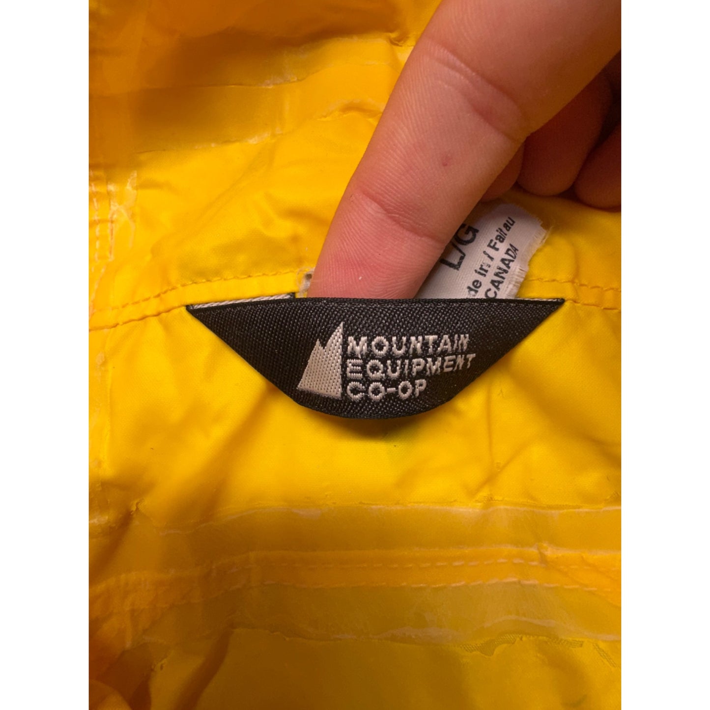 Mountain Equipment Co-Op Yellow Pullover Rain Jacket Hooded Large #9735