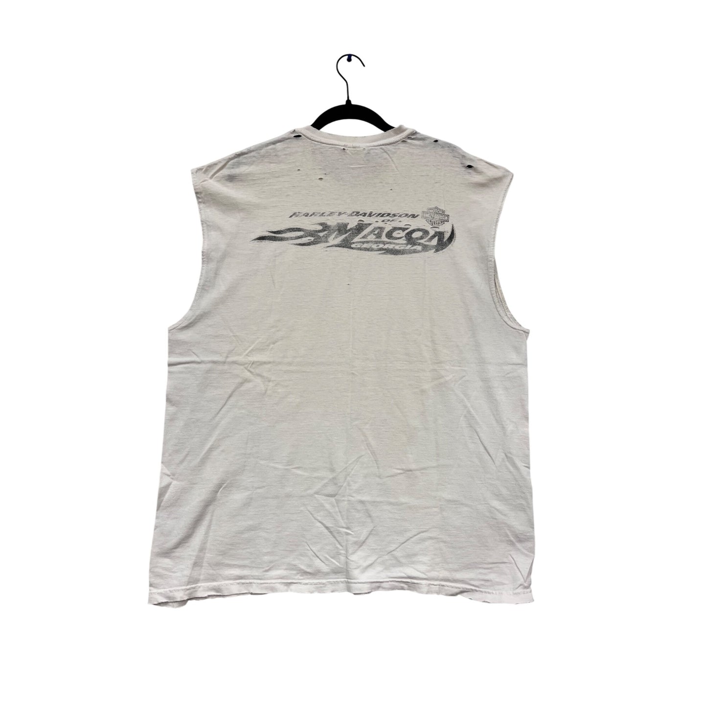 Vintage Harley-Davidson Sleeveless T-Shirt White Cotton L USA-Made #612A
