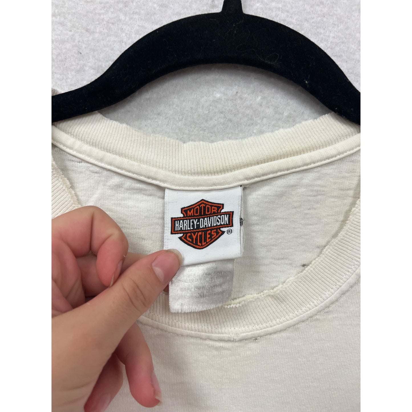 Vintage Harley-Davidson Sleeveless T-Shirt White Cotton L USA-Made #612A