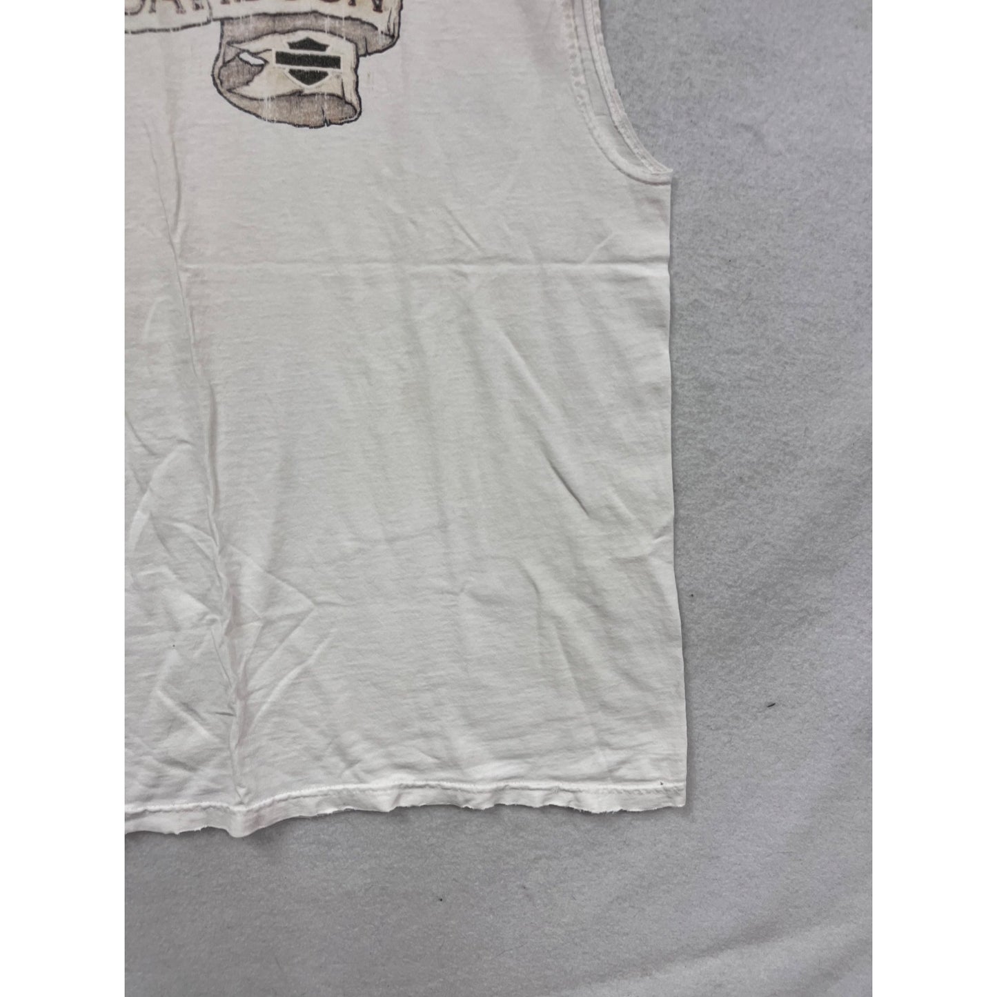 Vintage Harley-Davidson Sleeveless T-Shirt White Cotton L USA-Made #612A
