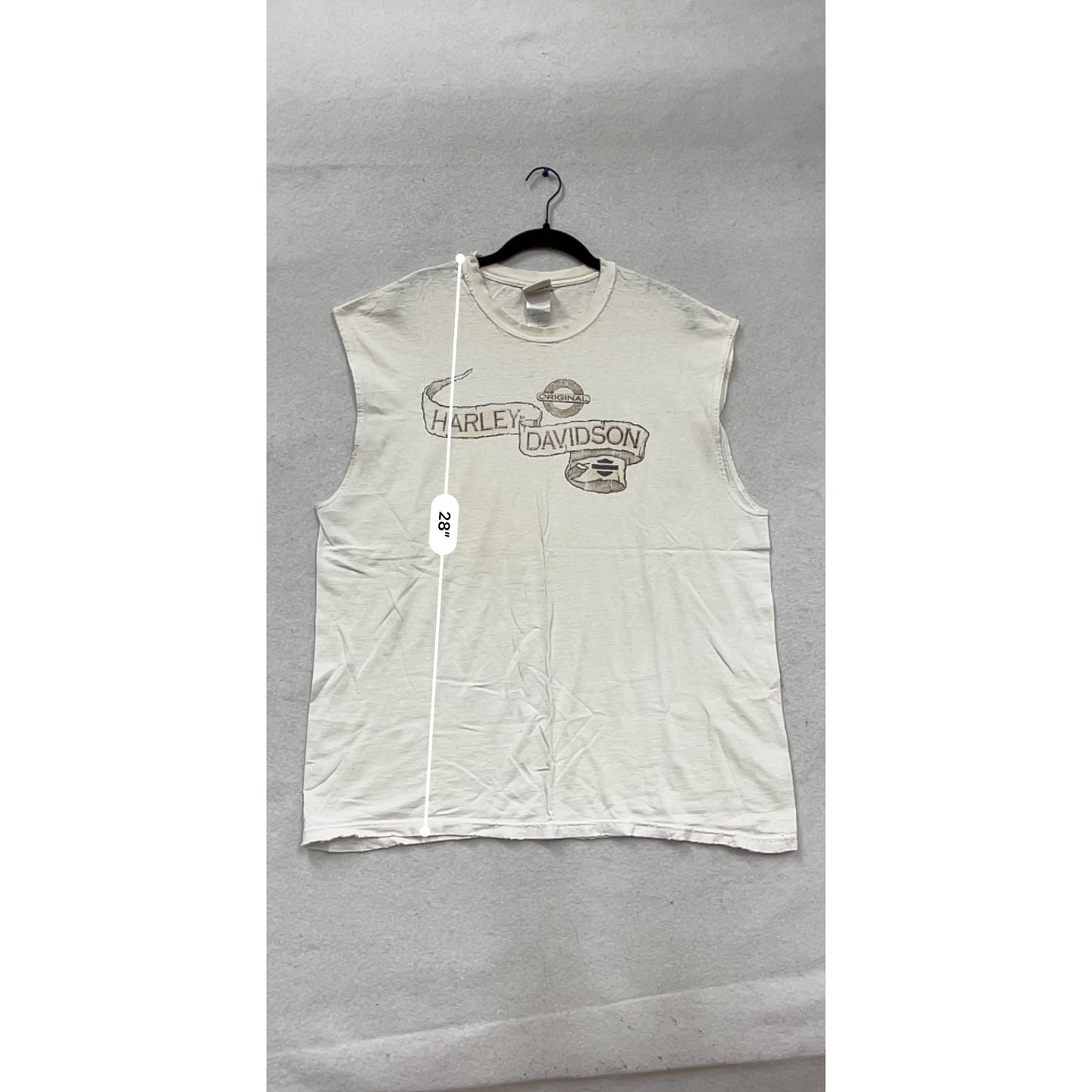 Vintage Harley-Davidson Sleeveless T-Shirt White Cotton L USA-Made #612A