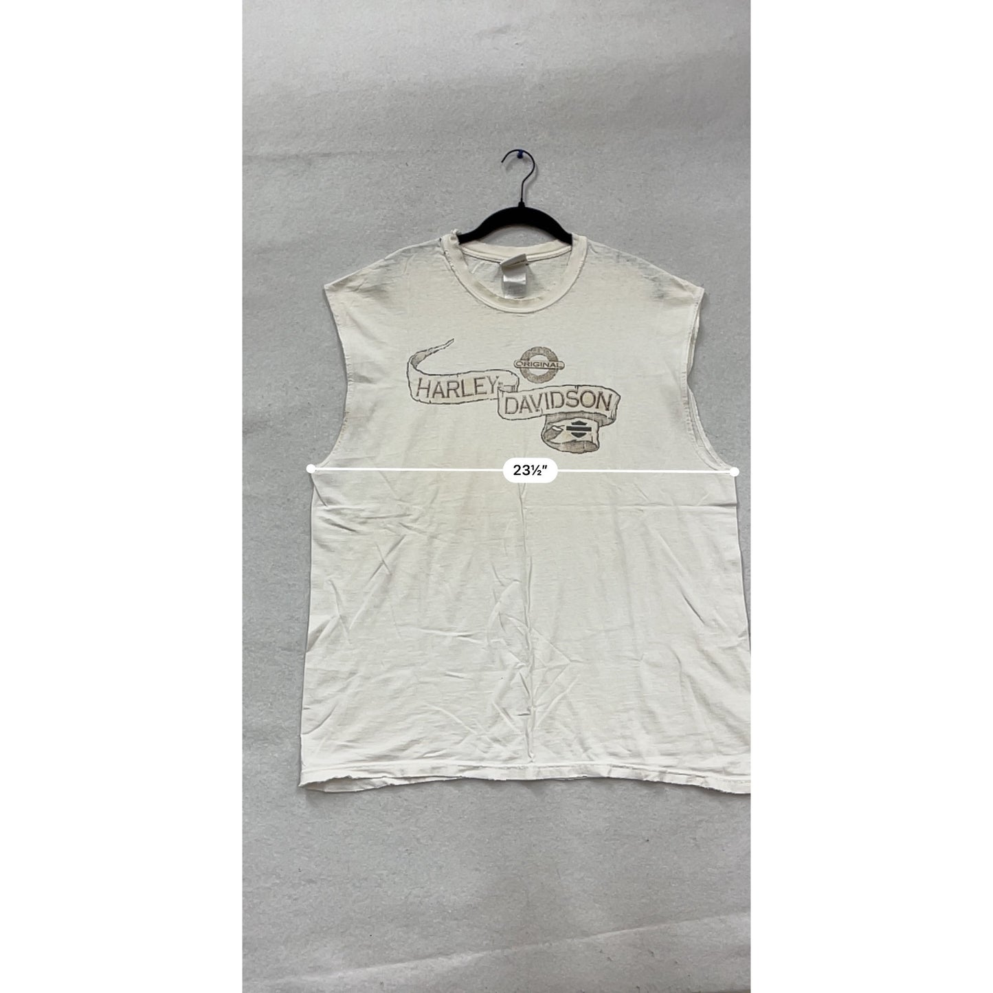 Vintage Harley-Davidson Sleeveless T-Shirt White Cotton L USA-Made #612A