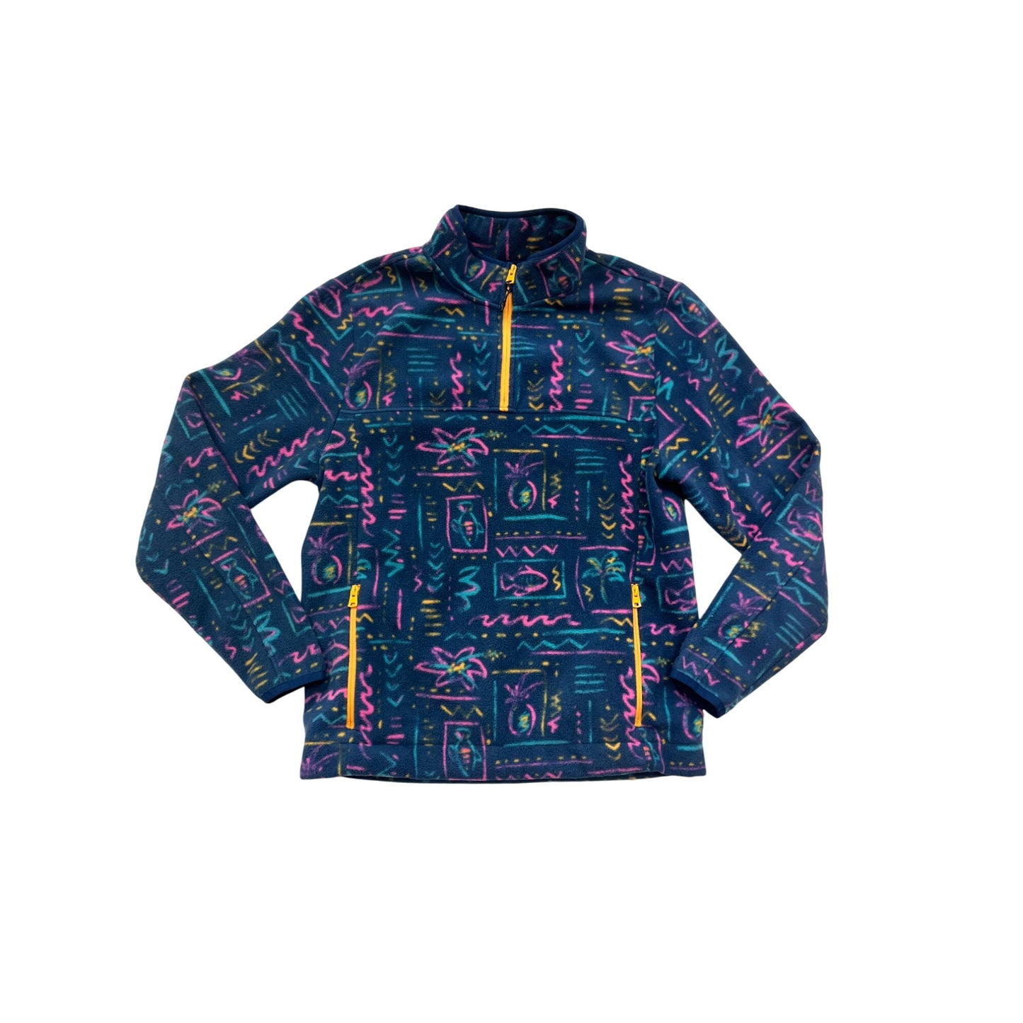 Chubbies Fleece Pullover Jacket L Large Multicolor Retro Pattern #190A