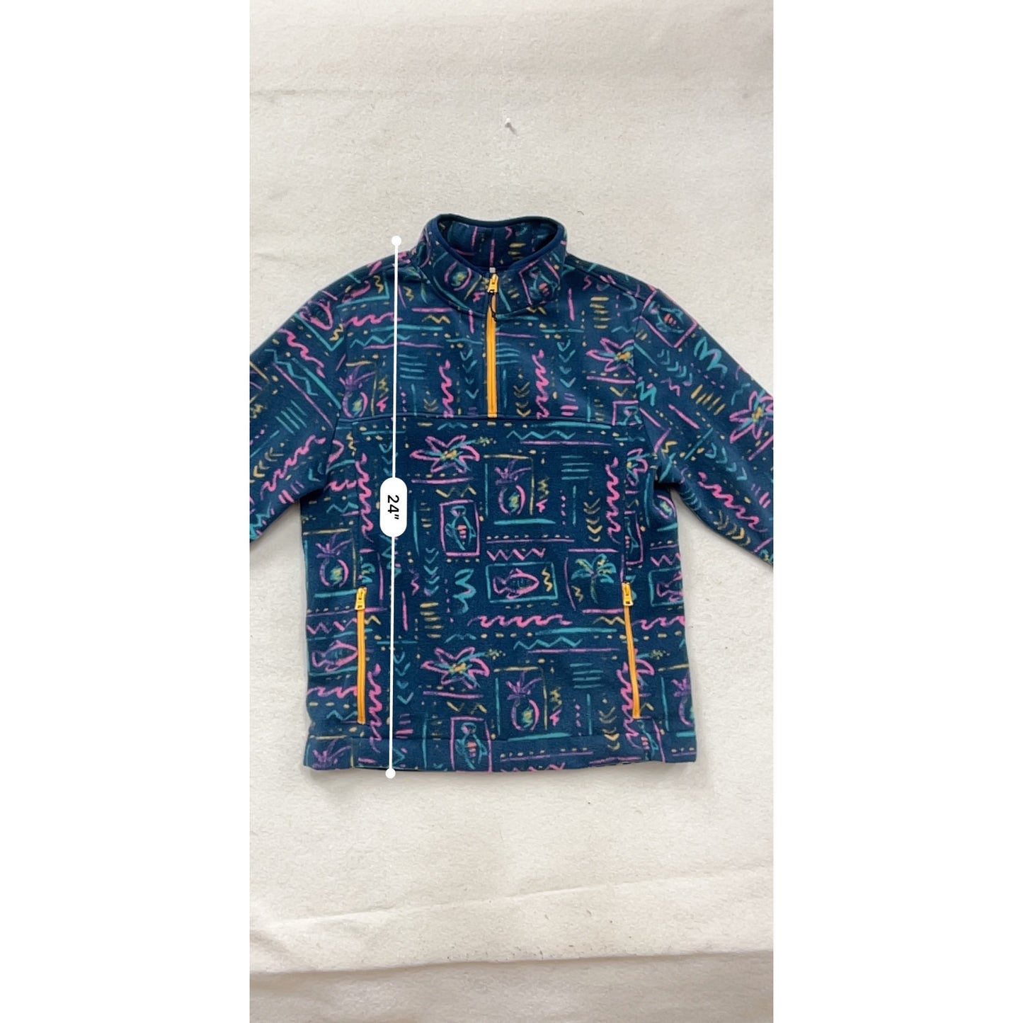 Chubbies Fleece Pullover Jacket L Large Multicolor Retro Pattern #190A