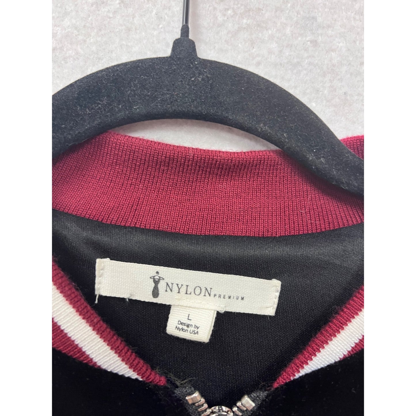 Sequin Bomber Jacket With Embroidered Feathers Nylon Premium L #751A