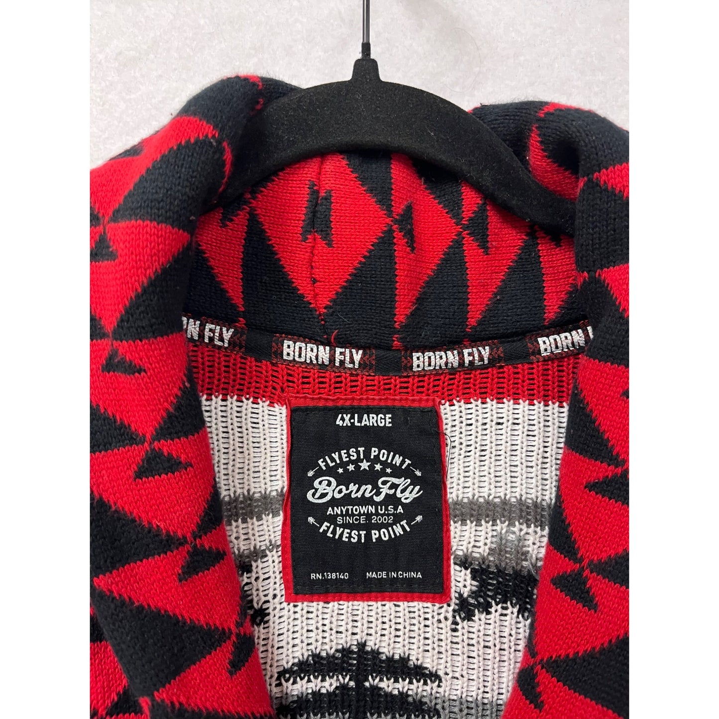 Born Fly Mens 4X-Large Aztec Print Cardigan Sweater With Shawl #8924