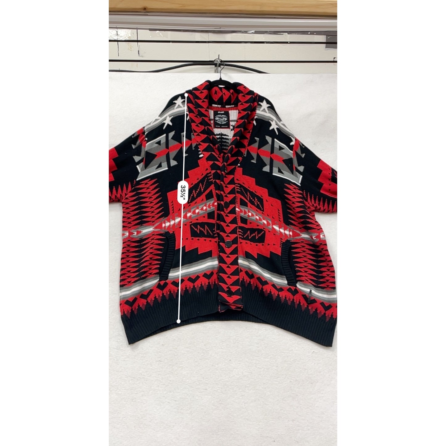 Born Fly Mens 4X-Large Aztec Print Cardigan Sweater With Shawl #8924