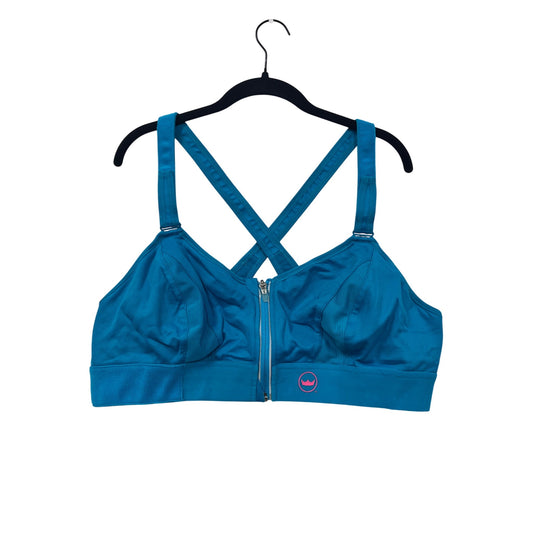 Shefit Womens 3XL Blue Adjustable High-Impact Sports Bra With Zipper Front Closure & Cross Back Straps #6820