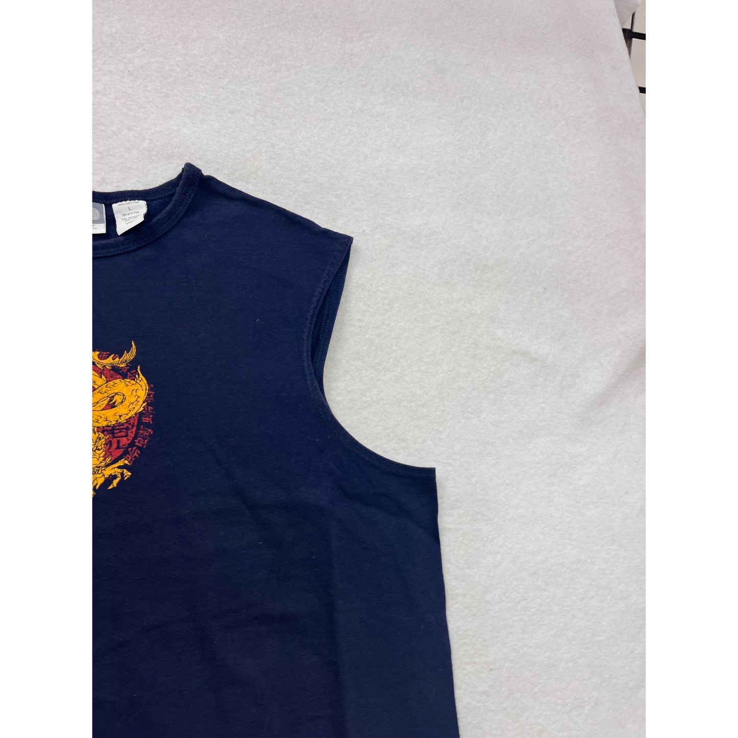 Mens Large Sleeveless Shirt With Yellow & Red Dragon Print #8403