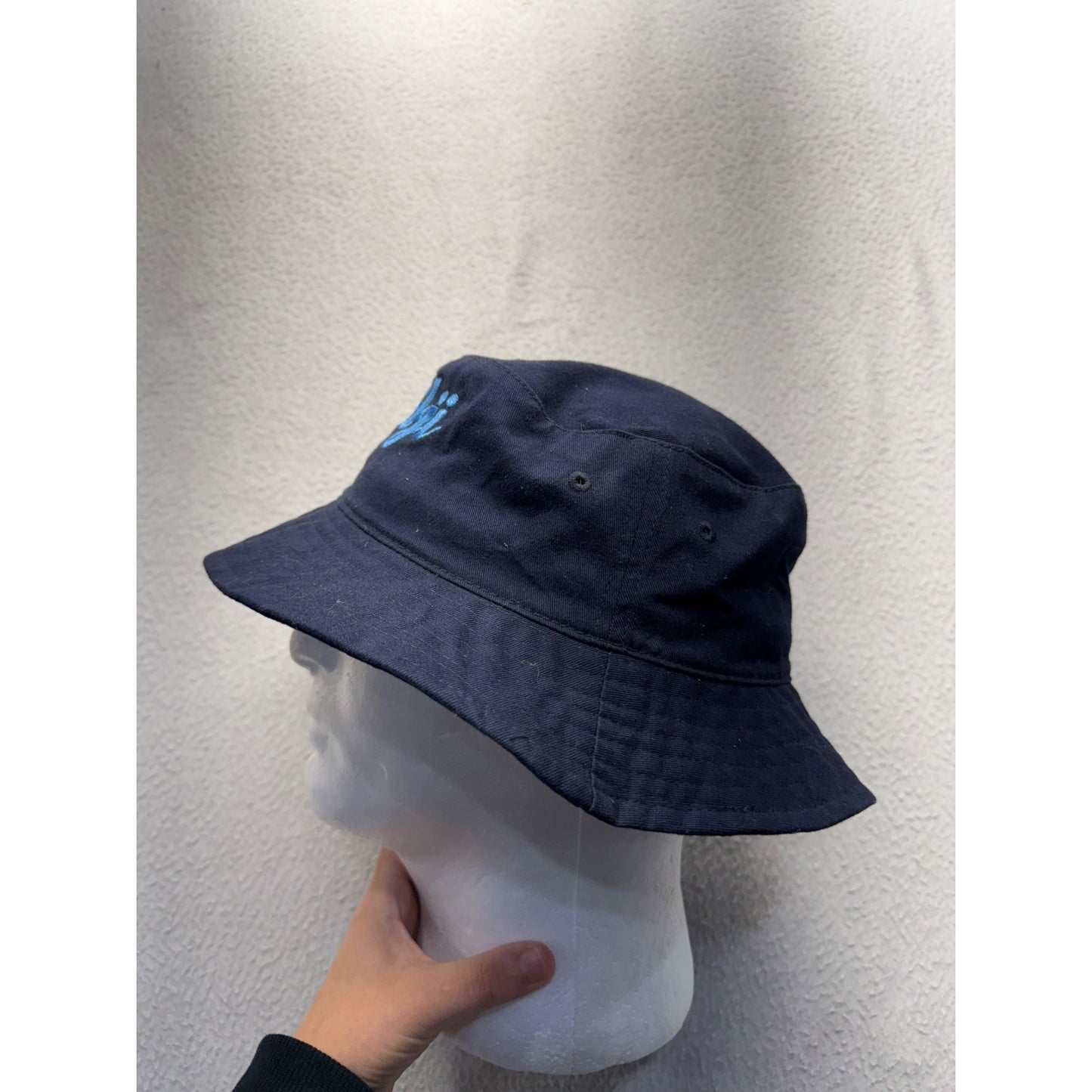 Widji Navy Blue Cotton Bucket Hat Embroidered Logo Casual Outdoor Style #9755