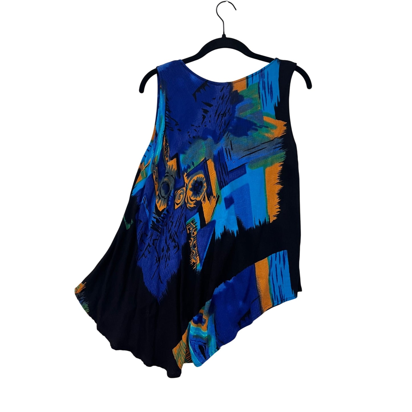 Kimberleys Travels Abstract Sleeveless Asymmetrical Top S/M #8709