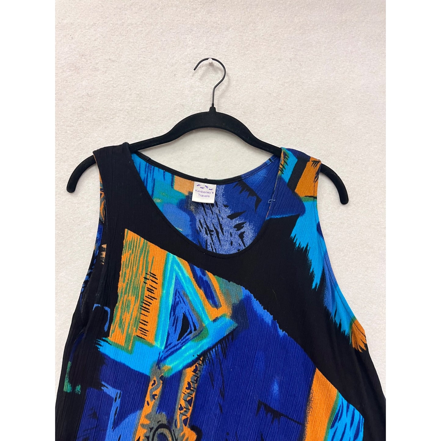 Kimberleys Travels Abstract Sleeveless Asymmetrical Top S/M #8709