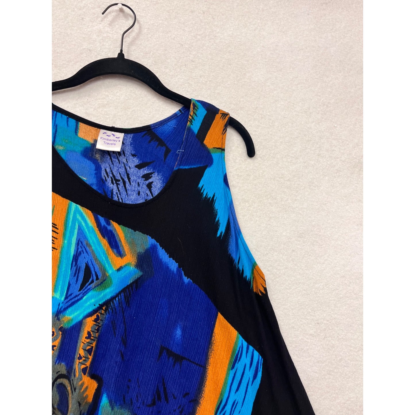 Kimberleys Travels Abstract Sleeveless Asymmetrical Top S/M #8709