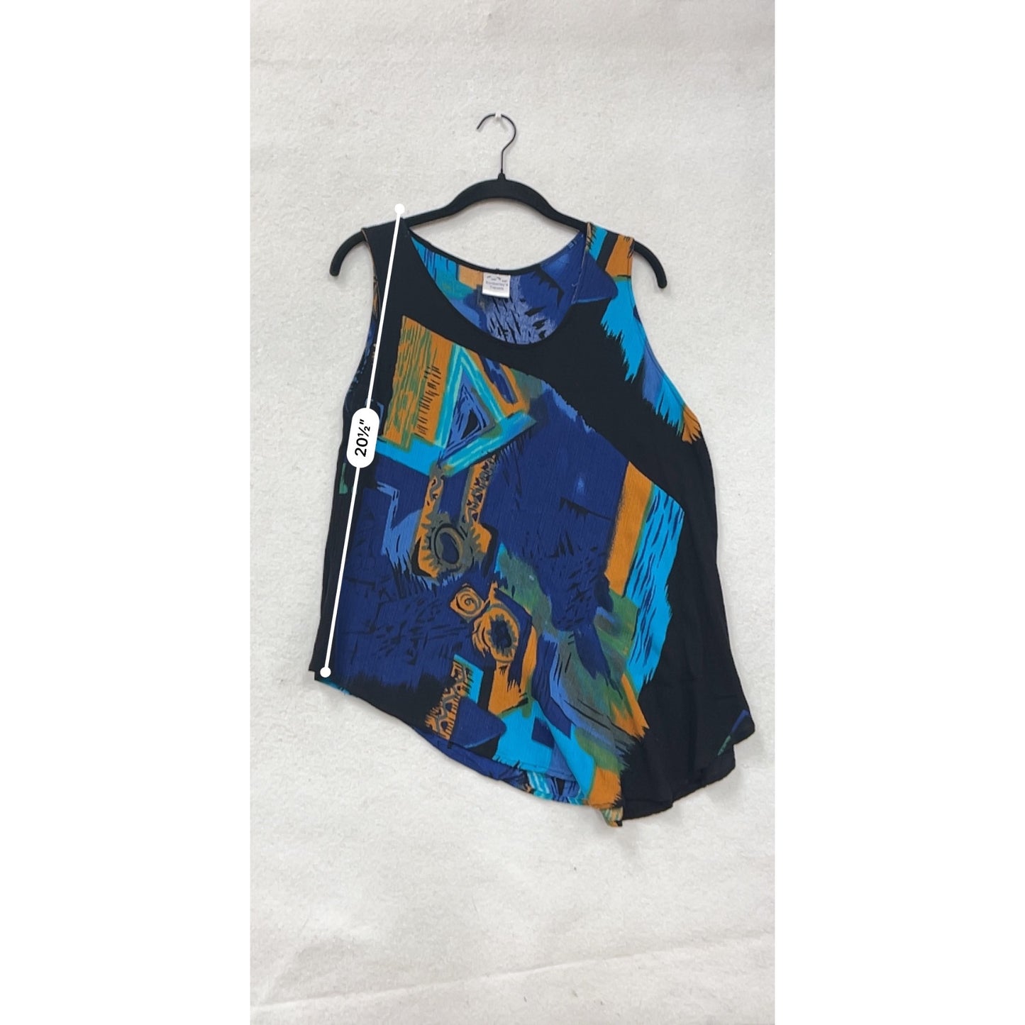 Kimberleys Travels Abstract Sleeveless Asymmetrical Top S/M #8709