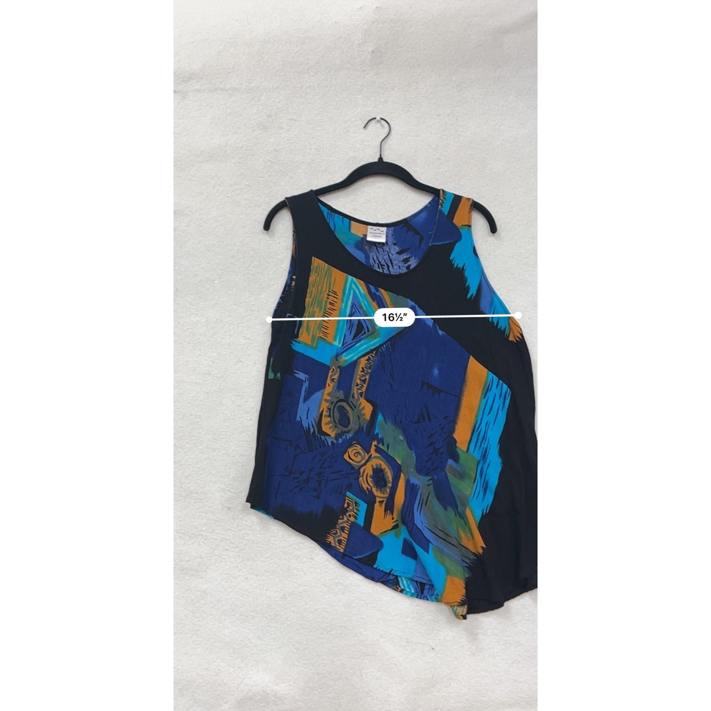 Kimberleys Travels Abstract Sleeveless Asymmetrical Top S/M #8709