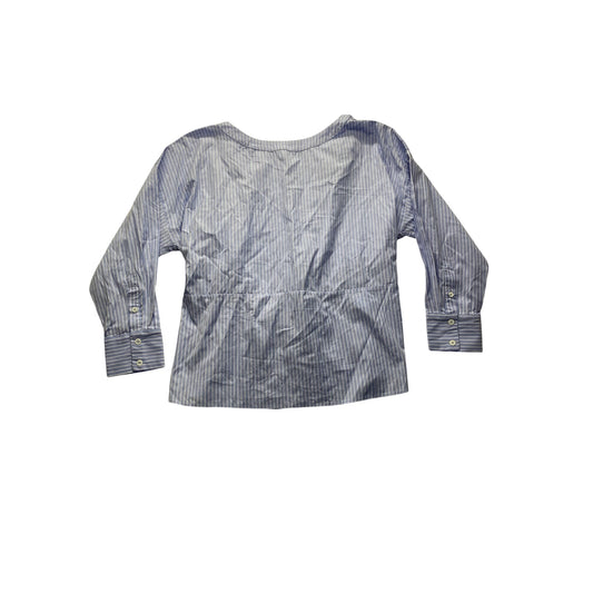 Striped V-Neck Blue Tie-Waist Blouse By Harshman For Anthropologie #7320