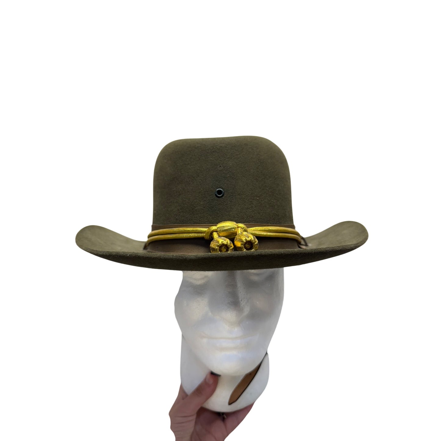 Stratton Cavalry Campaign Hat Felt Olive Green Size 7 1/2 With Gold Cord #9847