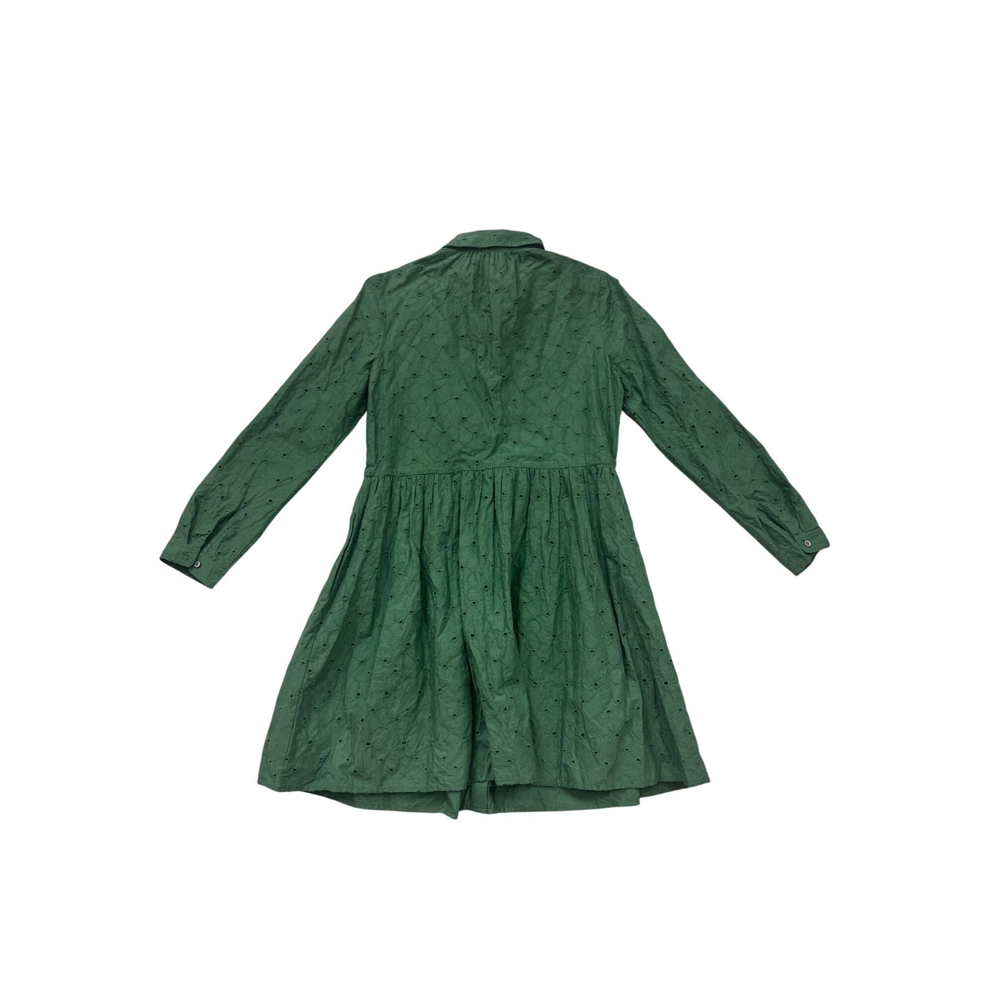J.Crew Green Embroidered Button-Up Cotton Dress Size 4 #8862