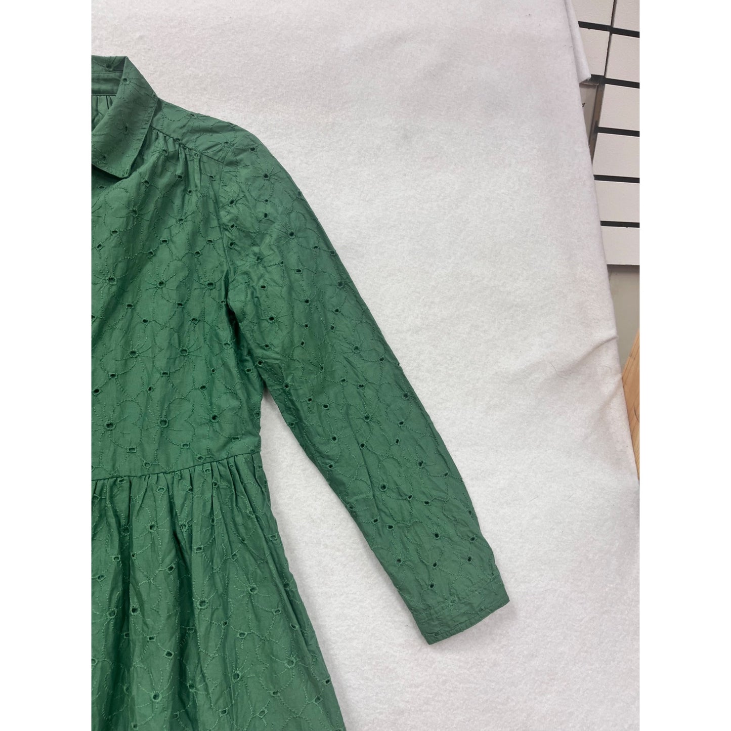 J.Crew Green Embroidered Button-Up Cotton Dress Size 4 #8862