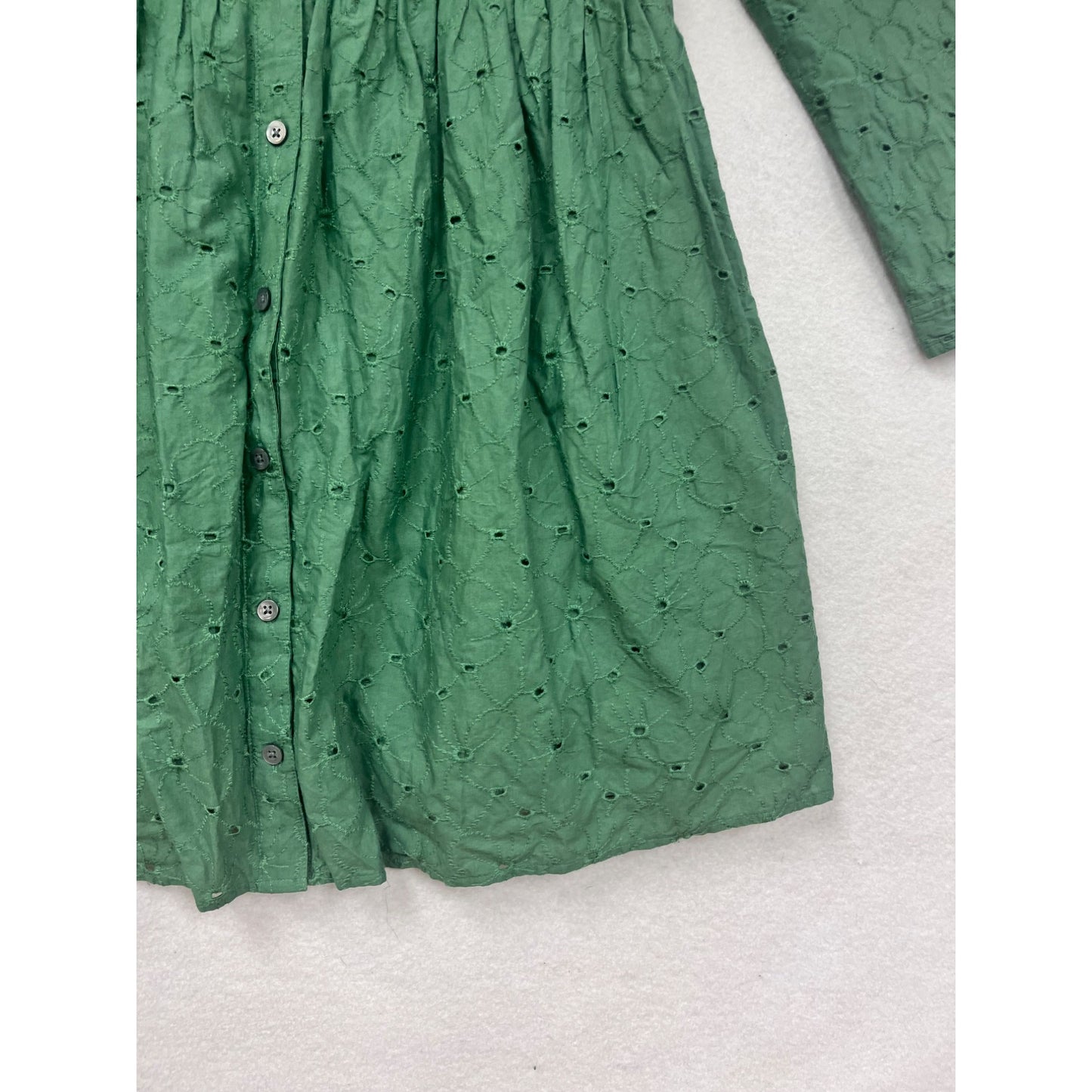 J.Crew Green Embroidered Button-Up Cotton Dress Size 4 #8862
