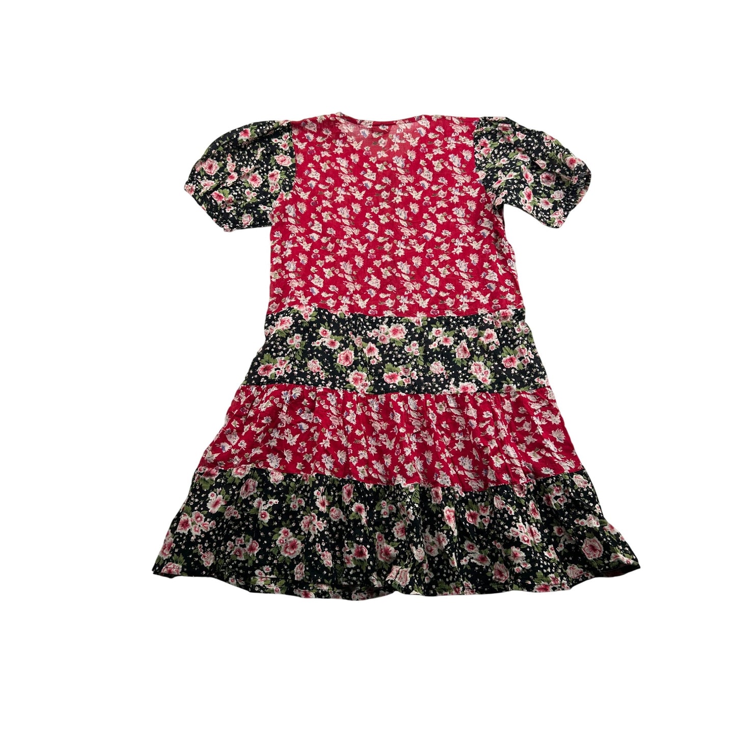 Vintage-Inspired Floral Patchwork Dress With Puff Sleeves # 6478