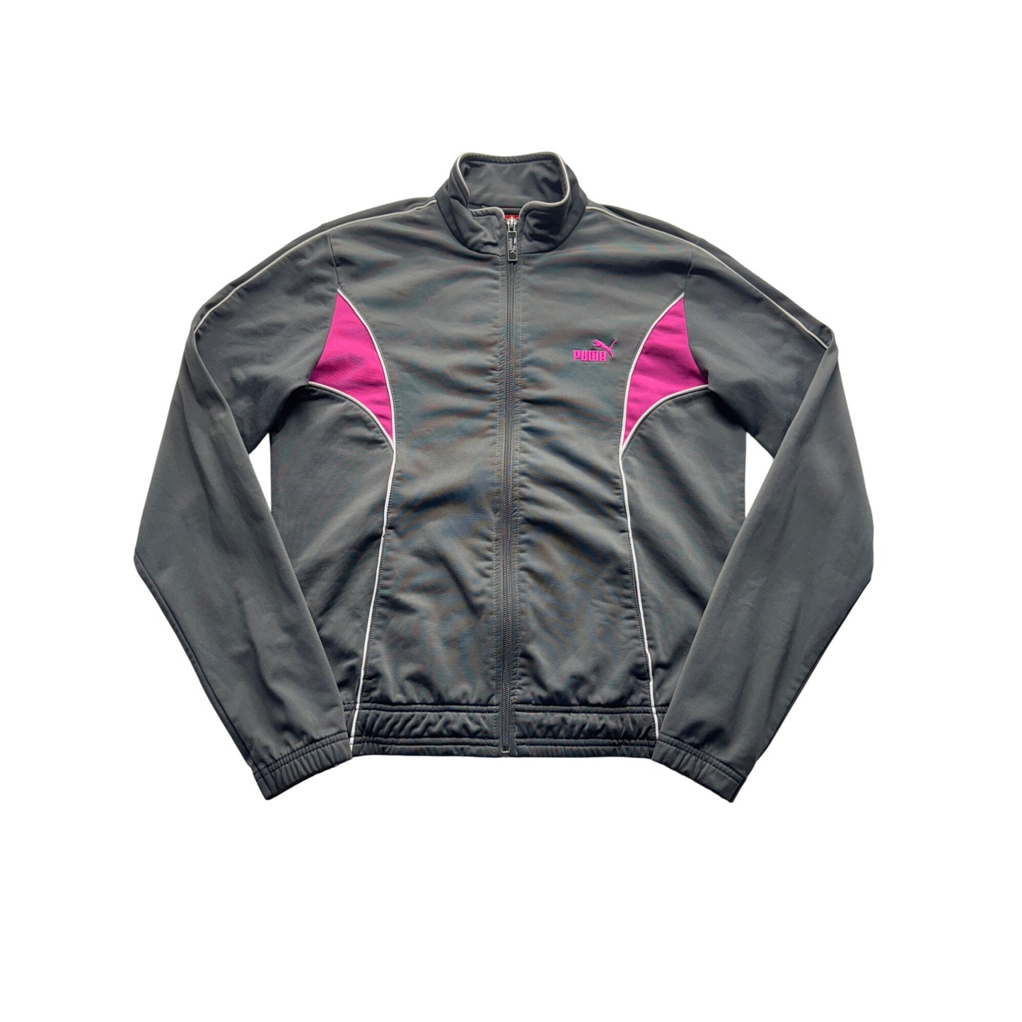 Puma Gray & Pink Track Jacket Full-Zip Lightweight Size M #9927
