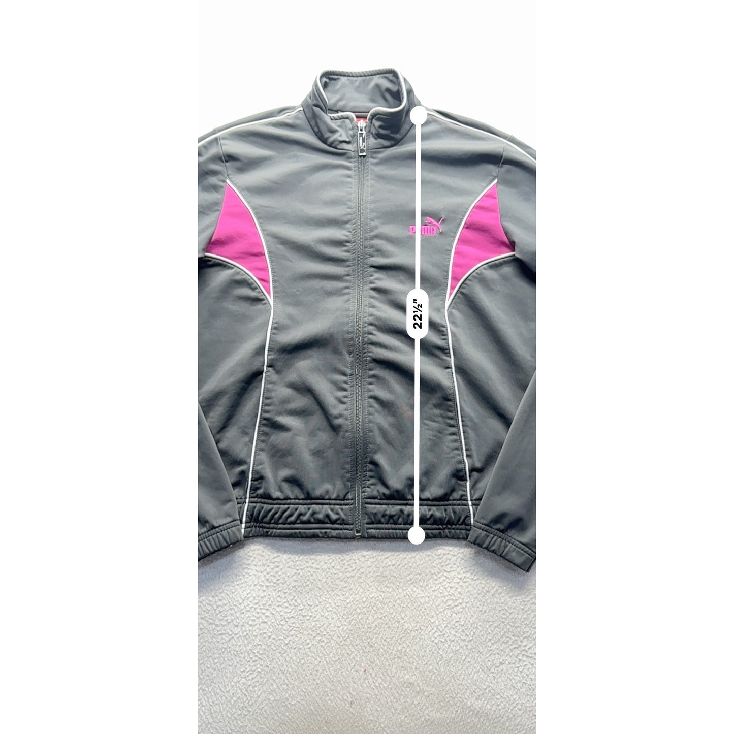 Puma Gray & Pink Track Jacket Full-Zip Lightweight Size M #9927