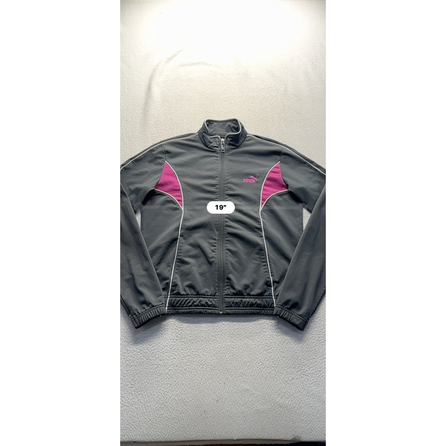 Puma Gray & Pink Track Jacket Full-Zip Lightweight Size M #9927