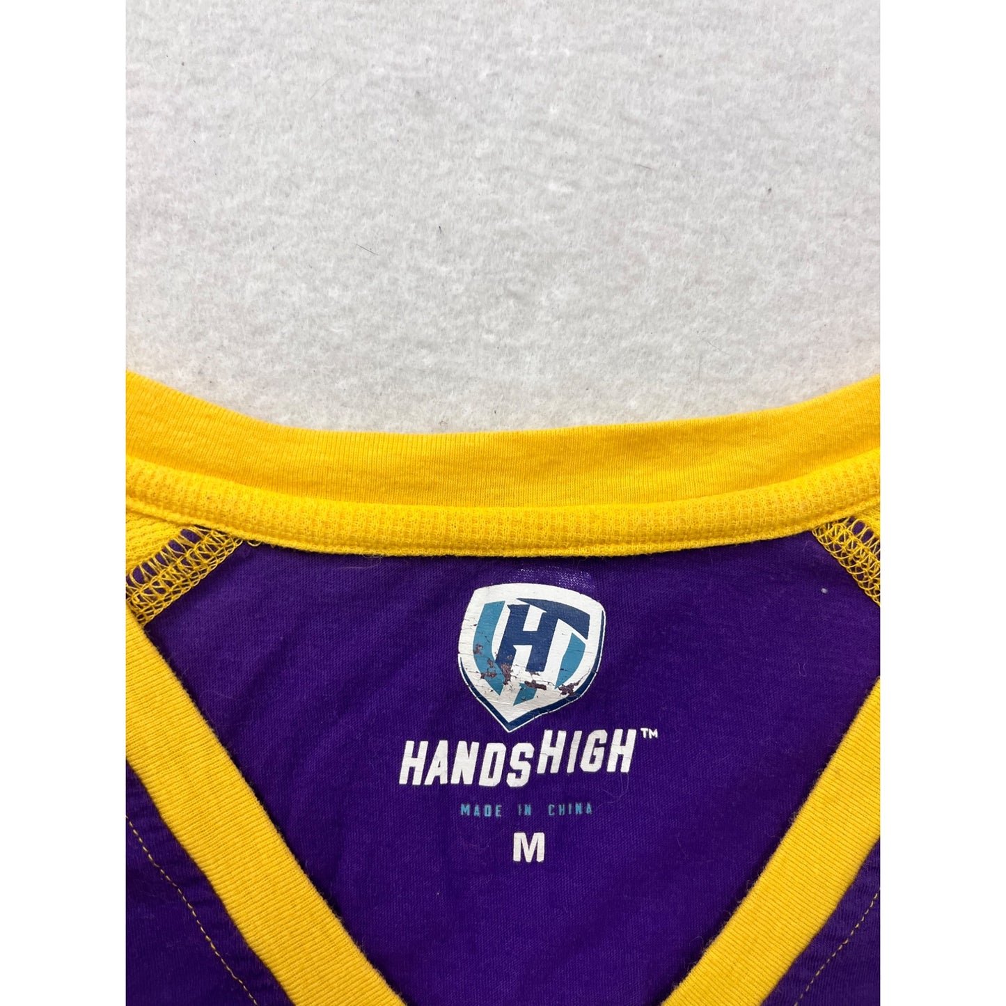 Womens Hands High Minnesota Vikings Long Sleeve Raglan Shirt Size M #8801