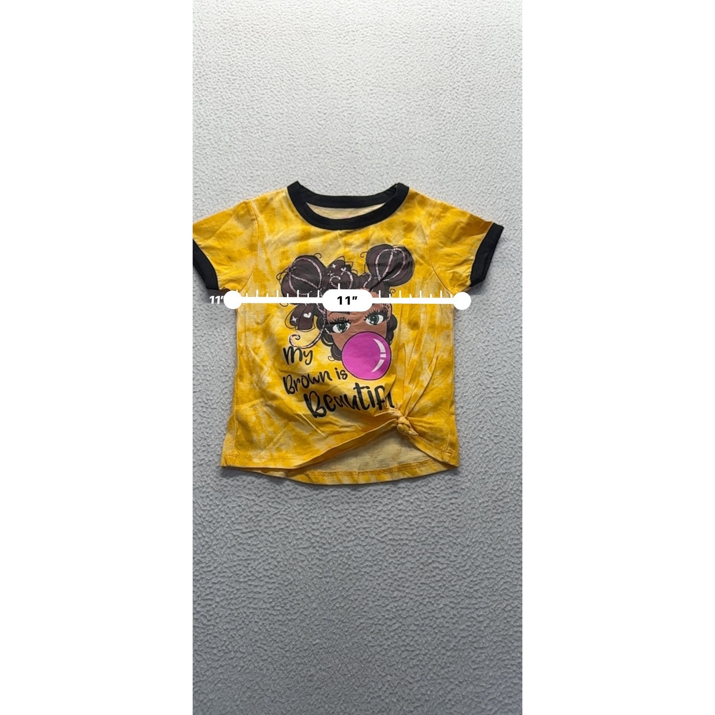 My Brown Is Beautiful Yellow Tie-Dye T-Shirt With Knotted Hem Size 4 #9328
