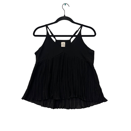 Paper Crane Black Pleated Tank Top #6061
