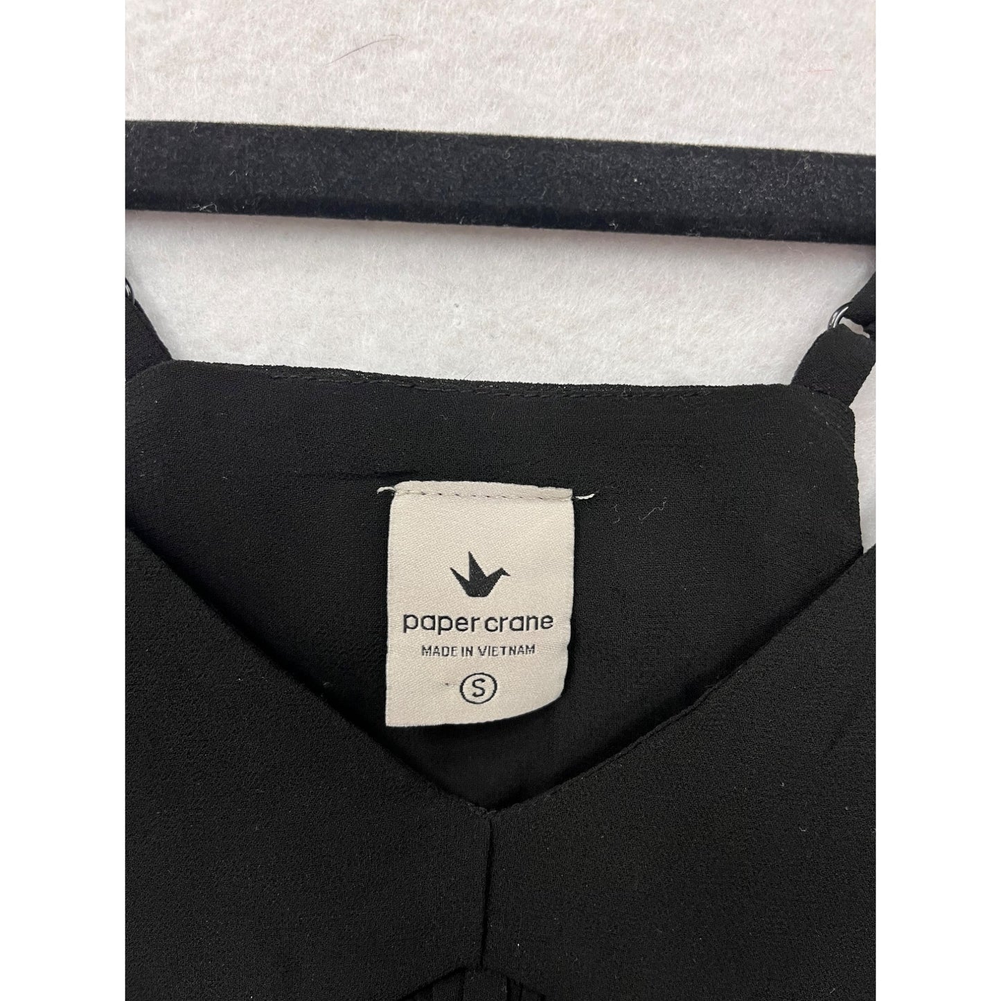 Paper Crane Black Pleated Tank Top #6061
