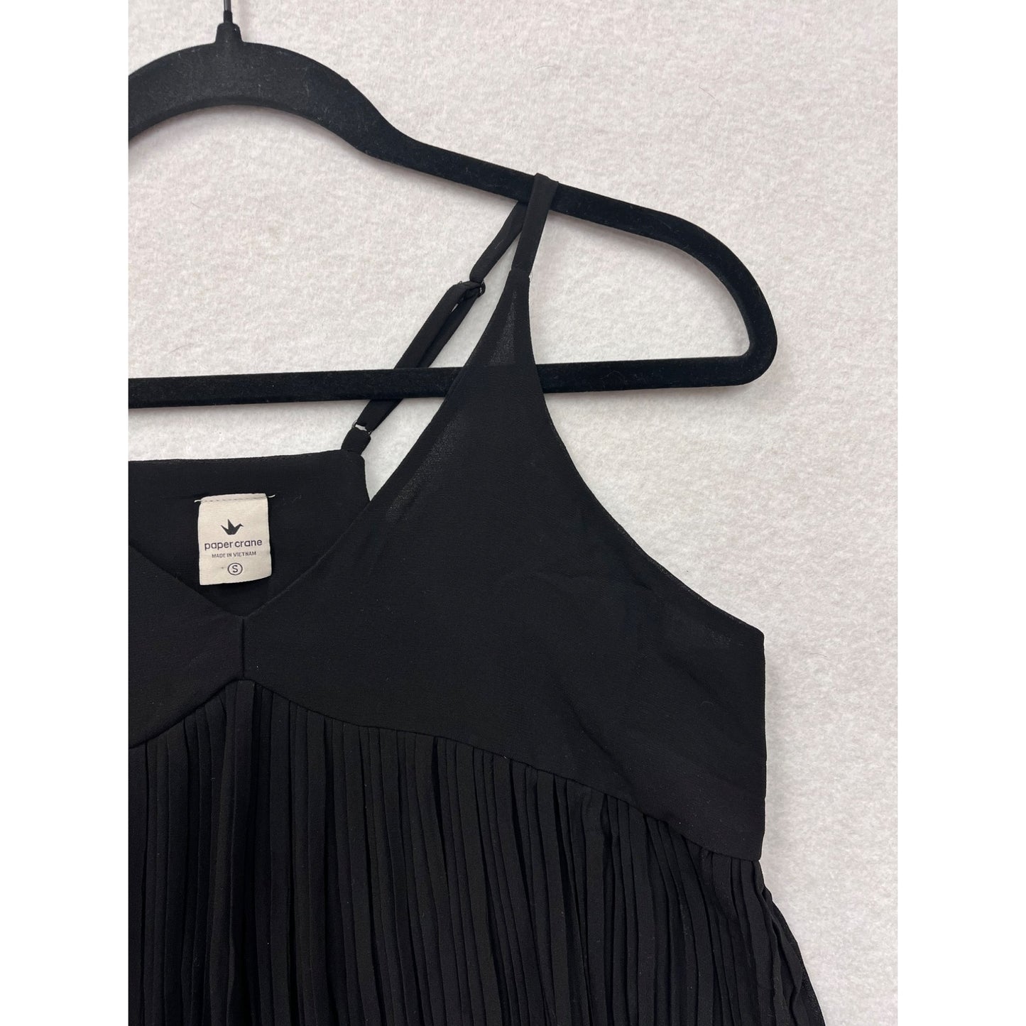 Paper Crane Black Pleated Tank Top #6061