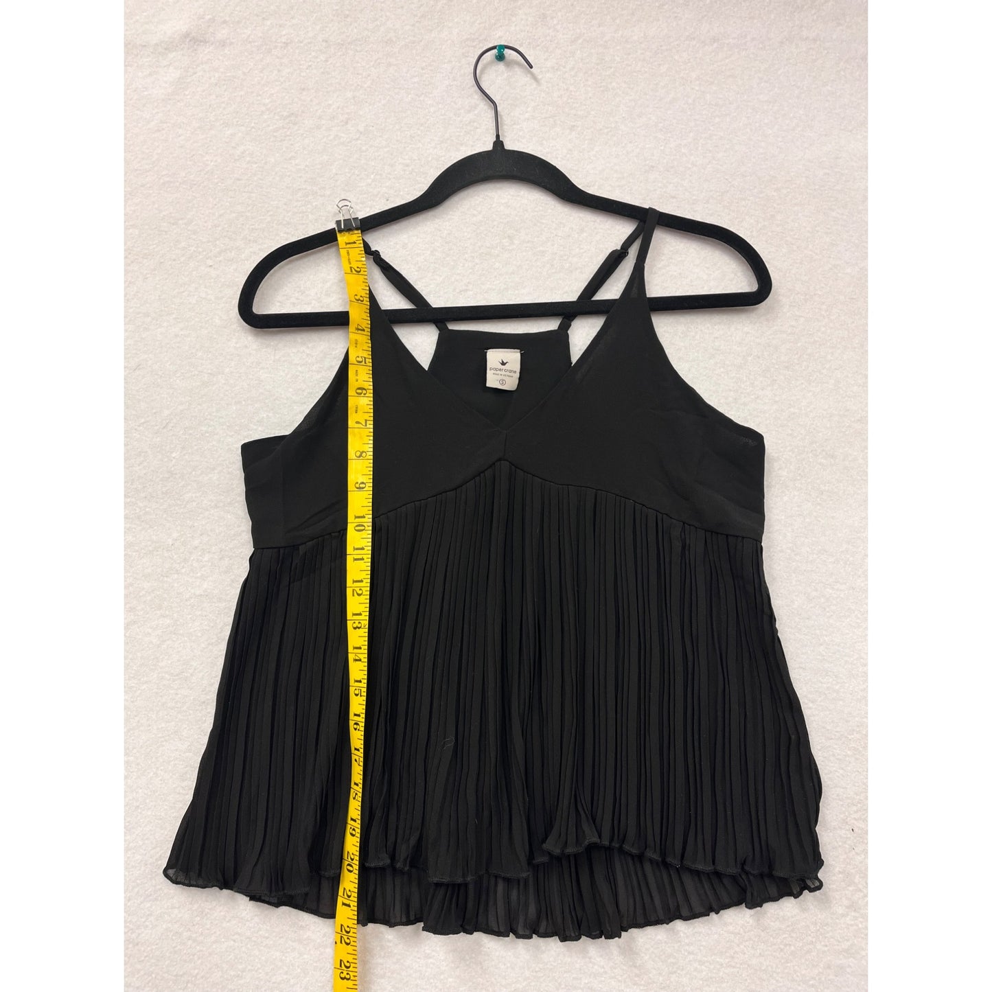 Paper Crane Black Pleated Tank Top #6061