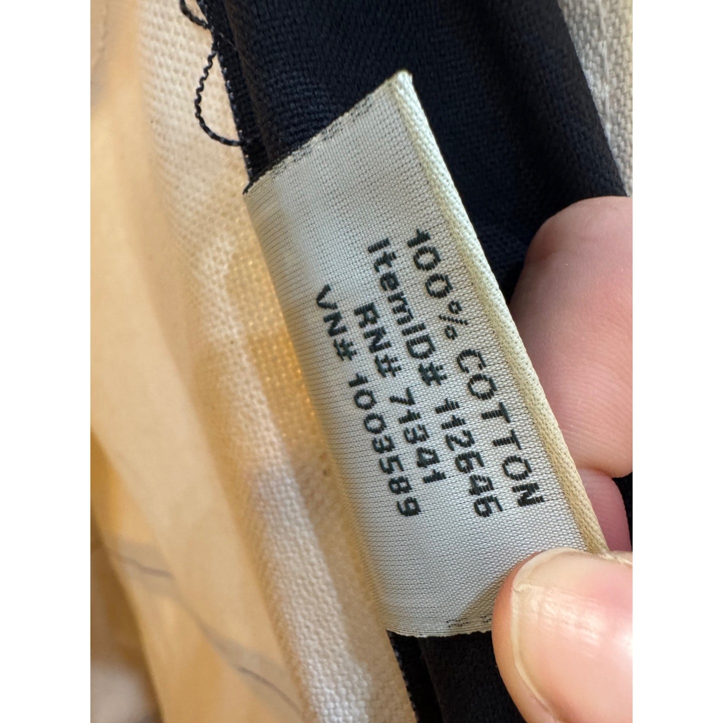 L.L. Bean Canvas Tote Bag Touareg Logo Beige/Navy Large With Zip Closure #9965
