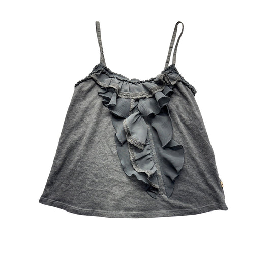 Hollister Gray Ruffle Tank Top With Spaghetti Straps Womens S Cotton Blend #7758