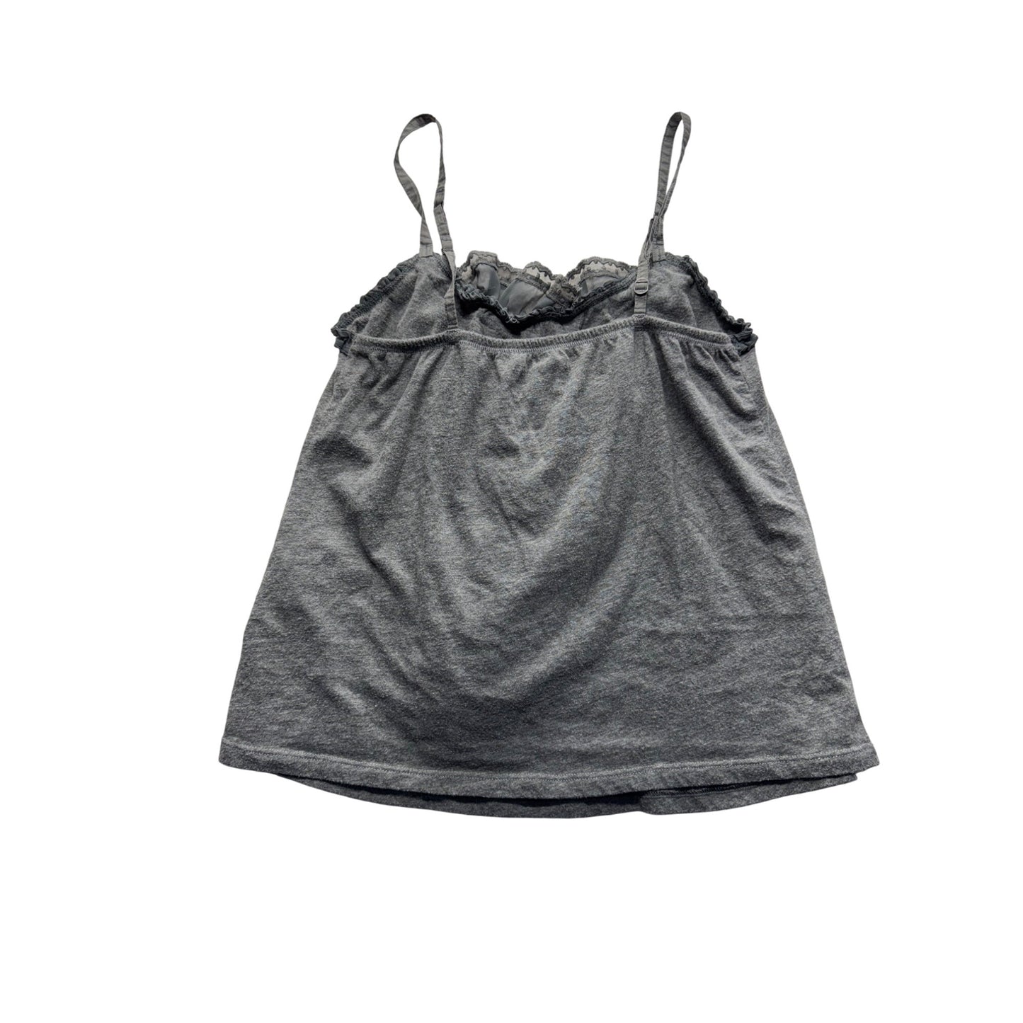 Hollister Gray Ruffle Tank Top With Spaghetti Straps Womens S Cotton Blend #7758