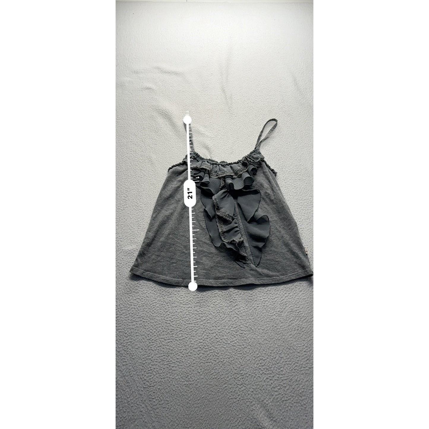 Hollister Gray Ruffle Tank Top With Spaghetti Straps Womens S Cotton Blend #7758