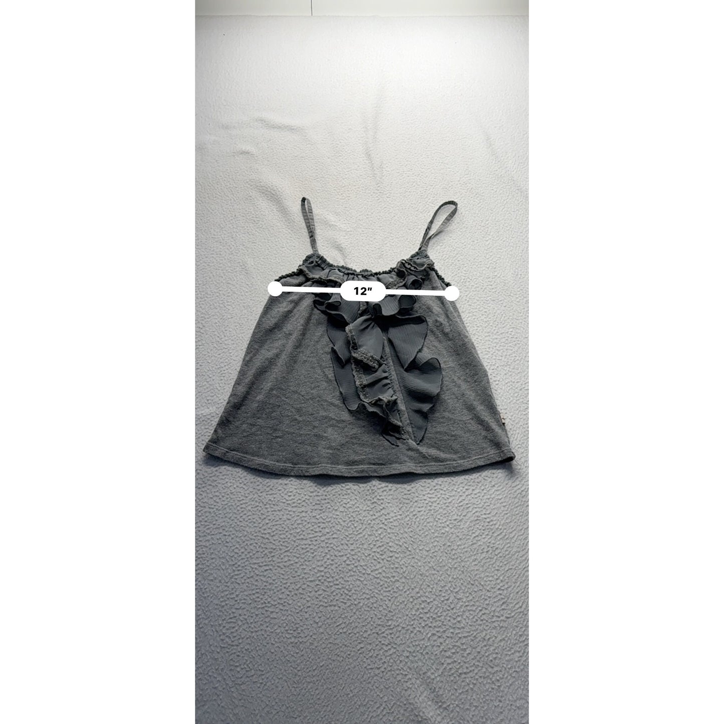 Hollister Gray Ruffle Tank Top With Spaghetti Straps Womens S Cotton Blend #7758
