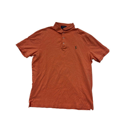 Ralph Lauren Polo Shirt Mens Medium Classic Fit Orange Short Sleeve #6533