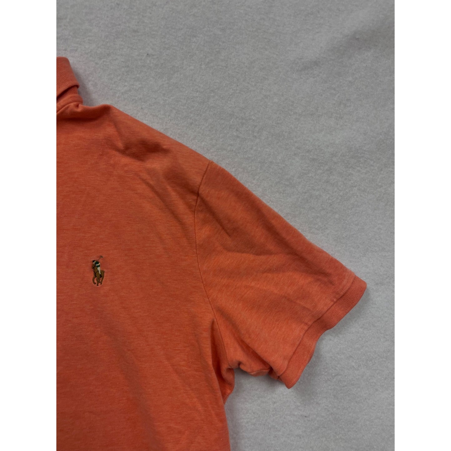 Ralph Lauren Polo Shirt Mens Medium Classic Fit Orange Short Sleeve #6533