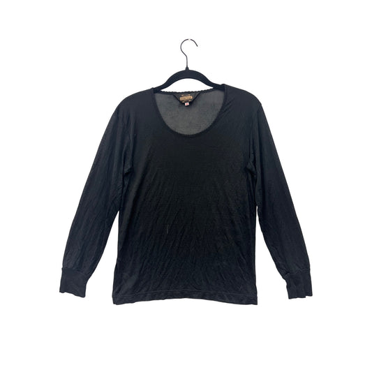 Guide Gear Womens Sheer Black Long Sleeve Top Medium 100% Silk #6804