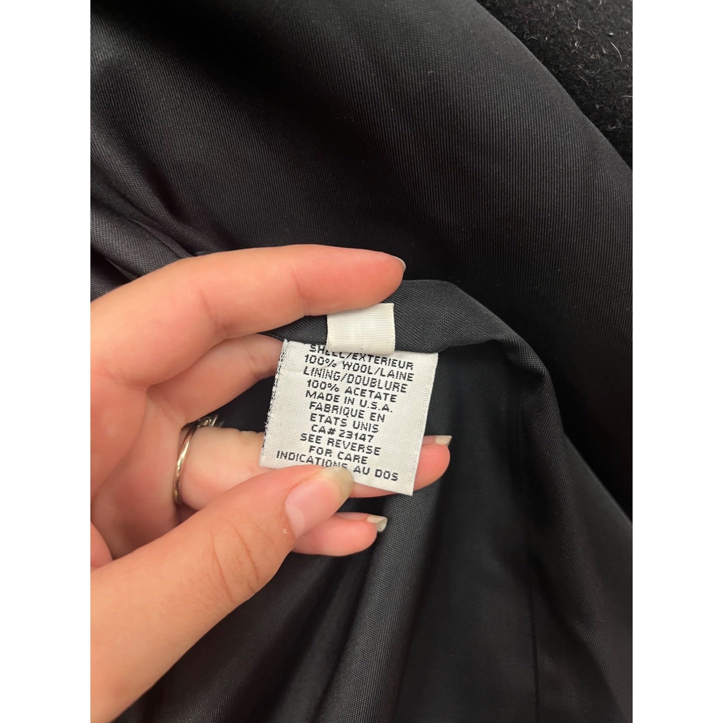 Vintage Talbots Black Wool Blend Double-Breasted Peacoat Size 16 #86A