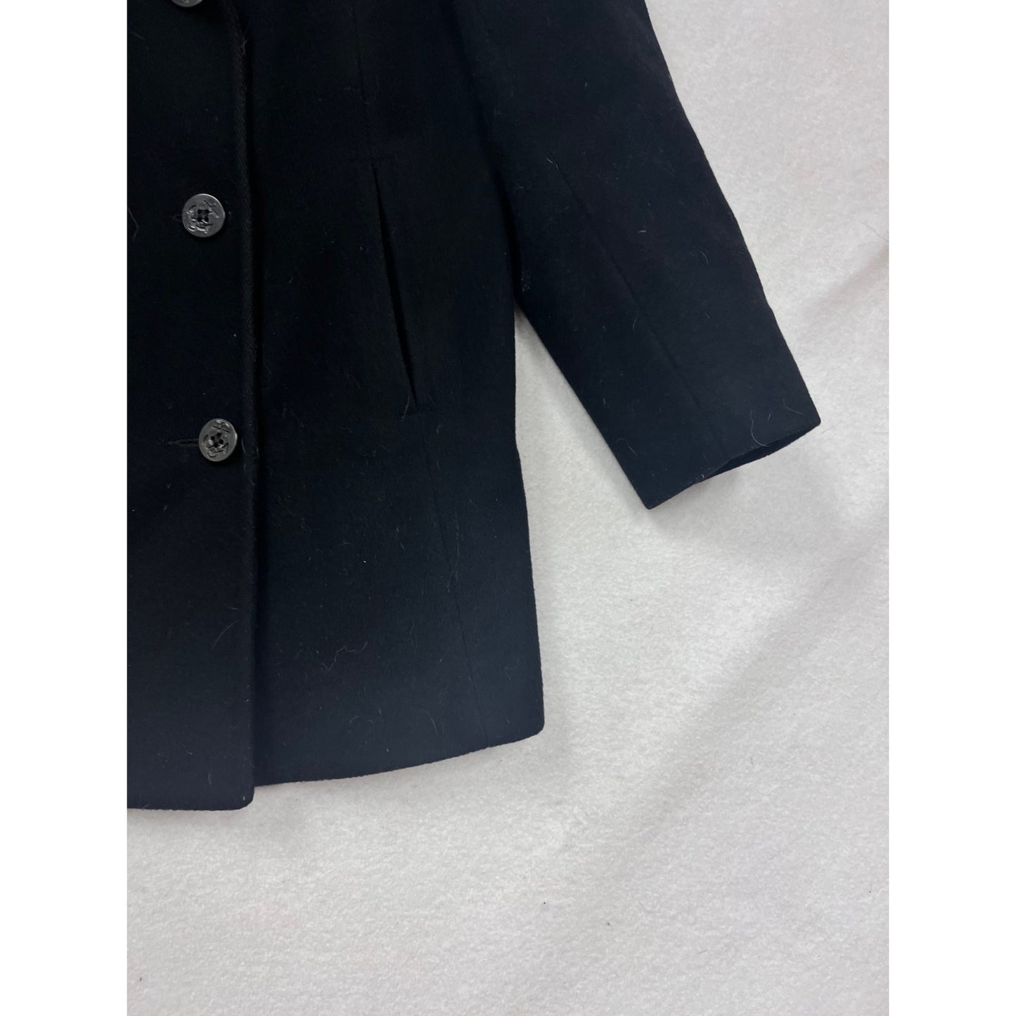 Vintage Talbots Black Wool Blend Double-Breasted Peacoat Size 16 #86A
