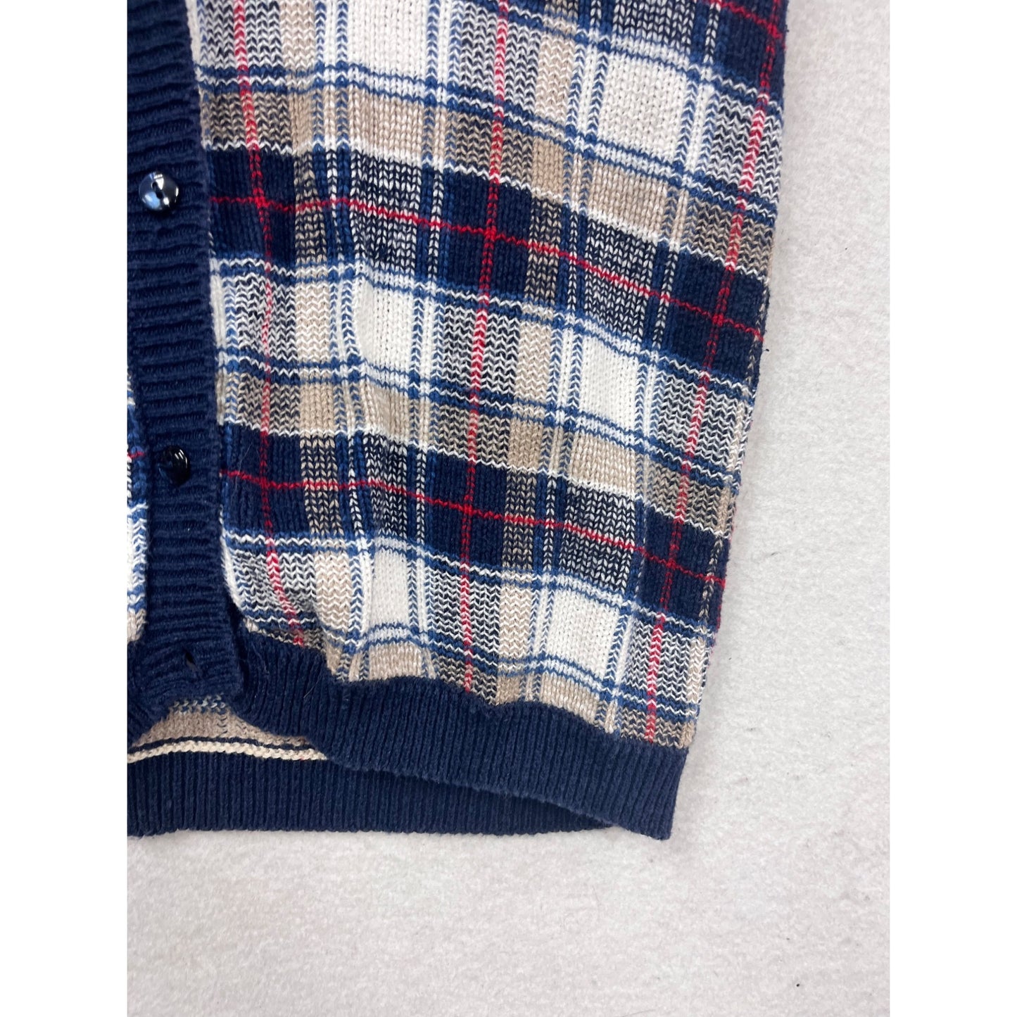 Christopher & Banks Plaid Knit Short Sleeve Cardigan #505A