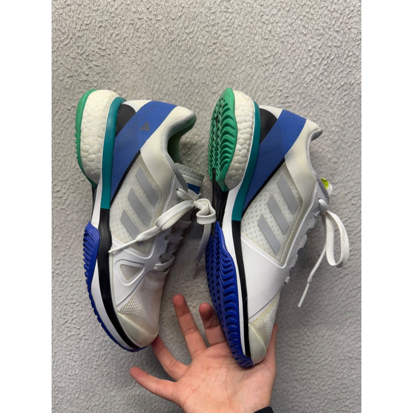 Adidas Stella McCartney Barricade Tennis Shoes White Blue Green Size 8.5 #9791