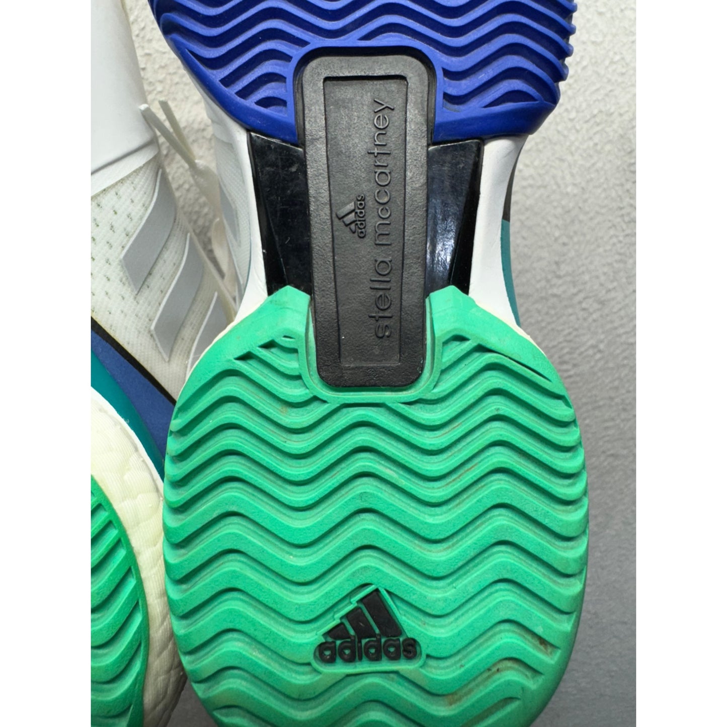 Adidas Stella McCartney Barricade Tennis Shoes White Blue Green Size 8.5 #9791