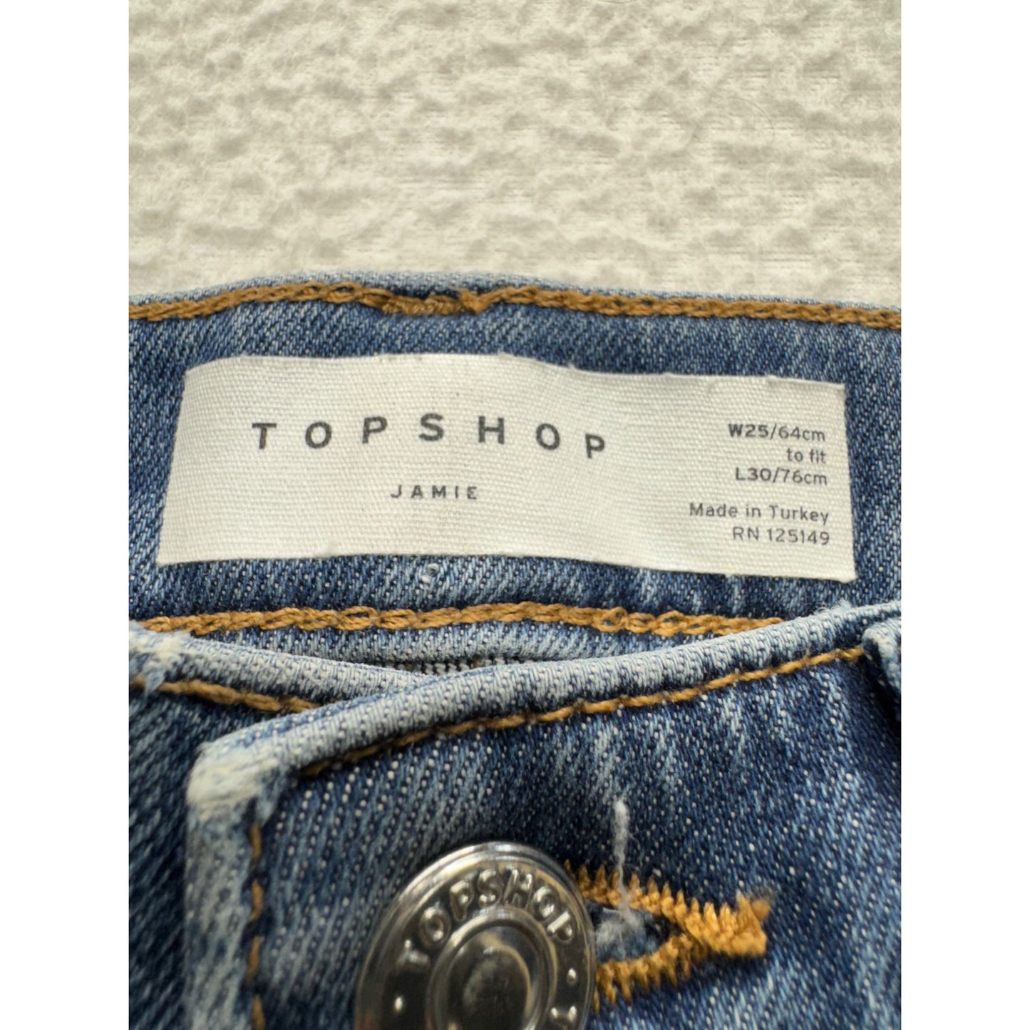 Topshop Jamie Distressed High-Rise Skinny Jeans W25 L30 Denim Blue #7942