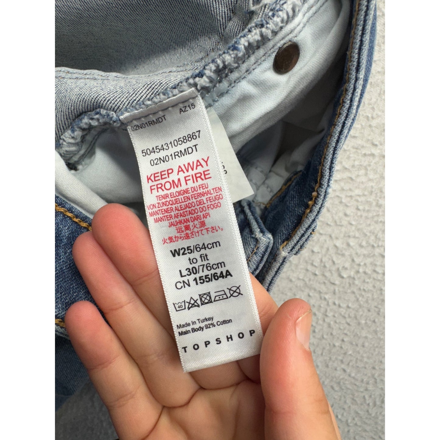 Topshop Jamie Distressed High-Rise Skinny Jeans W25 L30 Denim Blue #7942